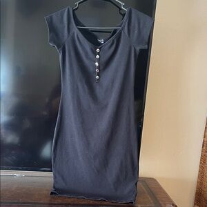 Uniqlo Black Ribbed Button-Up Top